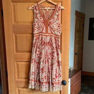 Moulinette Soeurs Embroidered Nude Sleeveless Dress